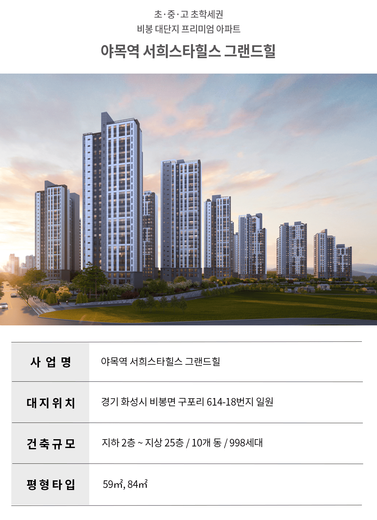 야목역 서희스타힐스 그랜드힐 사업개요